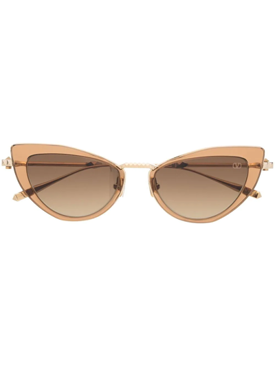 Shop Valentino Cat-eye Sunglasses In Gold