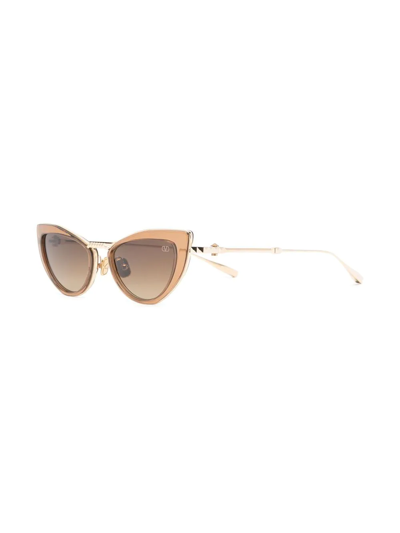 Valentino Viii Titanium & Acetate Cat-eye Sunglasses In Gold