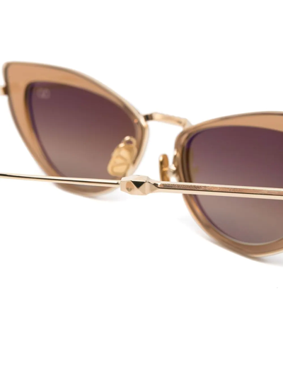 Valentino Viii Titanium & Acetate Cat-eye Sunglasses In Gold