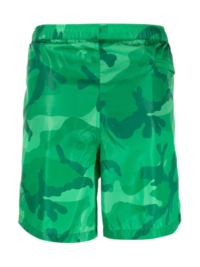 Shop Valentino Camouflage-print Shorts In Green