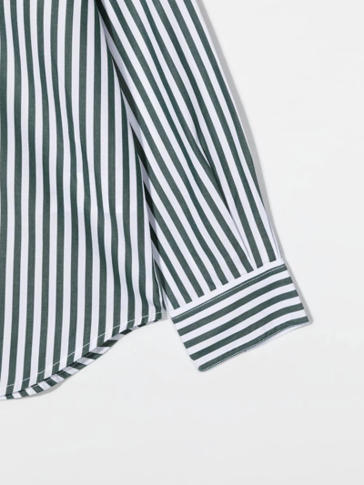 Shop Aspesi Striped Cotton Shirt In Green