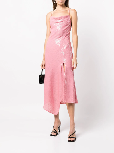 Shop Alice And Olivia Harmony Sequin Midi Dress In Pink