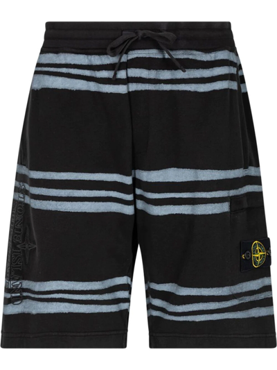 Shop Supreme X Stone Island Warp Stripe Shorts In Black