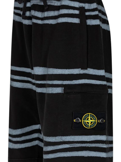 Shop Supreme X Stone Island Warp Stripe Shorts In Black