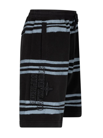 Supreme X Stone Island Warp Stripe Shorts In Black