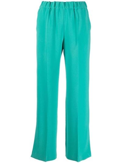 Shop Alberto Biani Elasticated-waist Straight-leg Trousers In Green