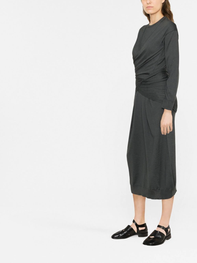 Shop Lemaire Wrap-detail Layered Midi Dress In Grey