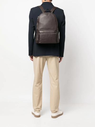 Orciani Logo-plaque Leather Backpack In Brown