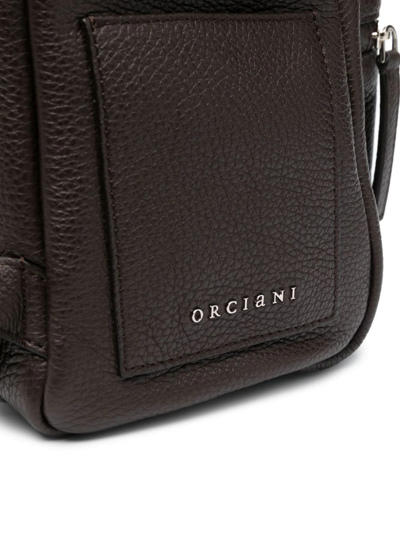 Shop Orciani Logo-plaque Leather Backpack In Brown