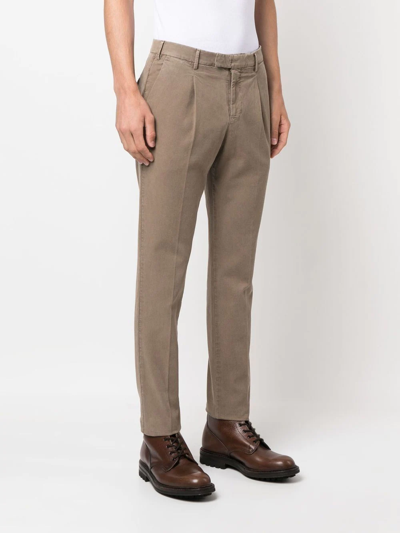 Shop Pt Torino Straight-leg Cotton-lyocell Trousers In Neutrals