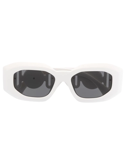 Shop Versace Medusa Oval-frame Sunglasses In White