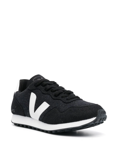 Veja Panelled Low-top Lace-up Sneakers In Black