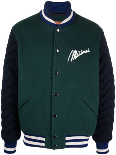 Shop Missoni Logo-print Varsity Jacket In Green