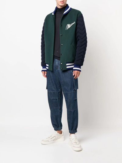 Shop Missoni Logo-print Varsity Jacket In Green