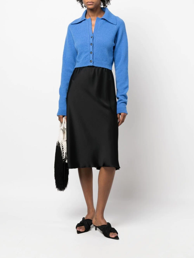 Shop Nanushka Satin-finish Midi-skirt In Black