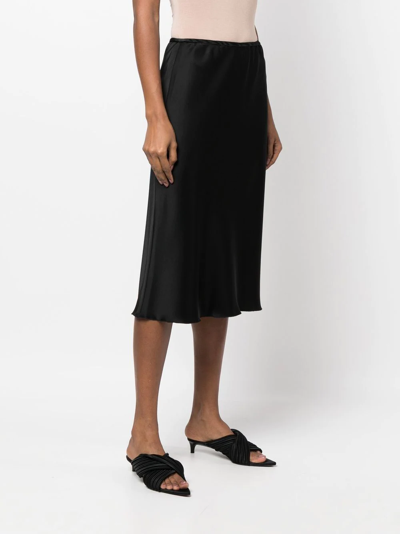 Shop Nanushka Satin-finish Midi-skirt In Black