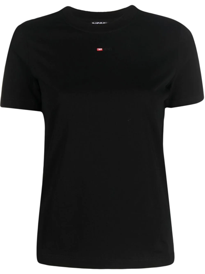 Shop Diesel T-reg-microdiv Cotton T-shirt In Black