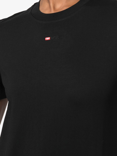 Shop Diesel T-reg-microdiv Cotton T-shirt In Black