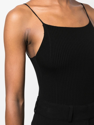 Shop Aeron Ribbed-knit Bodysuit Vest In Black