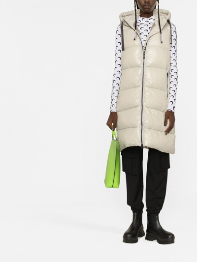 Save The Duck Long Puffer Gilet In Neutrals