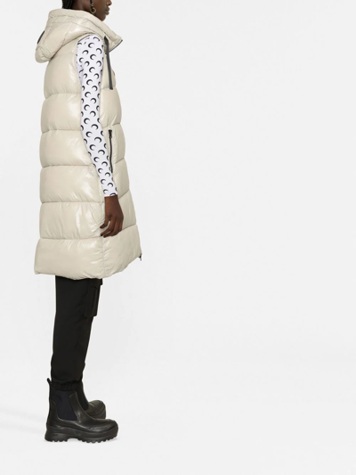 Save The Duck Long Puffer Gilet In Neutrals