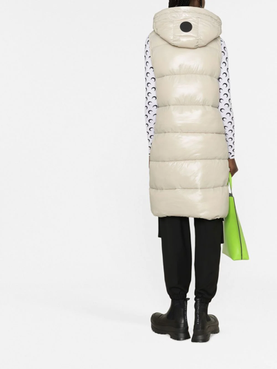 Save The Duck Long Puffer Gilet In Neutrals