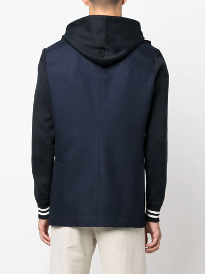 Shop Eleventy Hooded Blazer Jacket In Blue