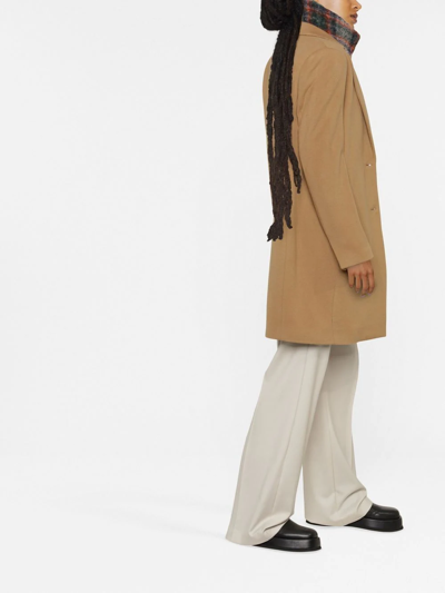 Shop Calvin Klein Single-breasted Coat In Brown