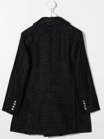 Shop Brunello Cucinelli Plaid-check Double-breasted Coat In Blue