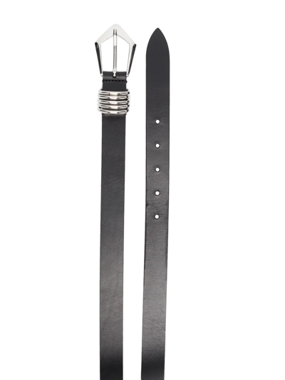 Iro Pointed-buckle Leather Belt In Black