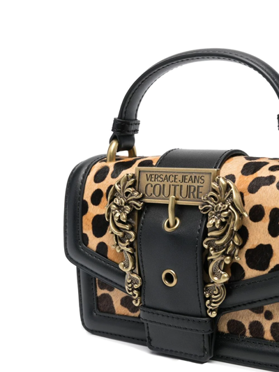 Shop Versace Jeans Couture Barocco Buckle Leopard-print Tote Bag In Black