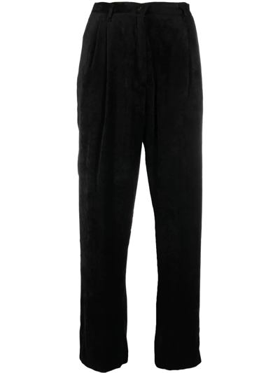 Shop Forte Forte Velvet High-waisted Trousers In Black