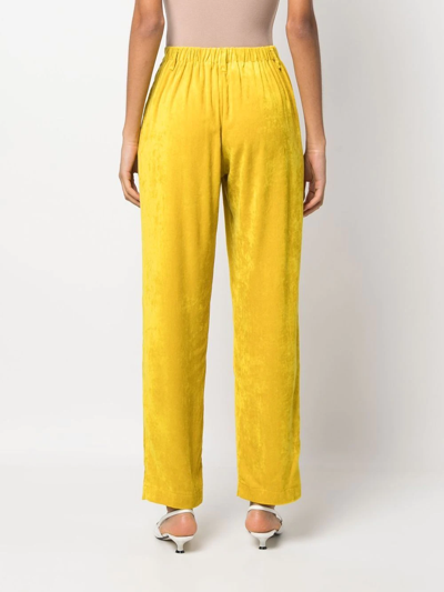 Shop Forte Forte Velvet High-waisted Trousers In Yellow