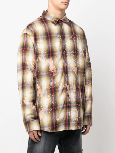 Shop Dsquared2 Paint-splattered Checked Shirt In Neutrals