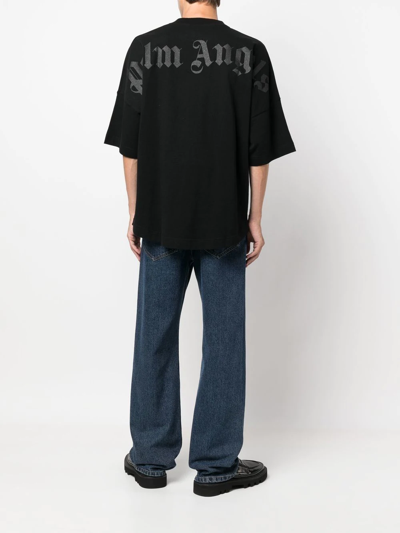 Palm Angels Black Logo-print Short-sleeve T-shirt In Black