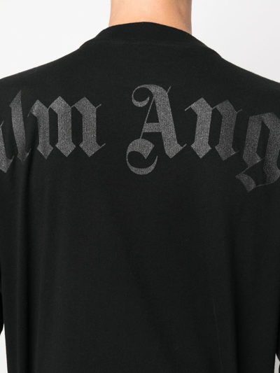 Palm Angels Black Logo-print Short-sleeve T-shirt In Black