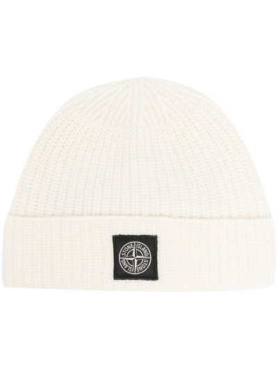 Shop Stone Island Geelong Logo-patch Beanie In White