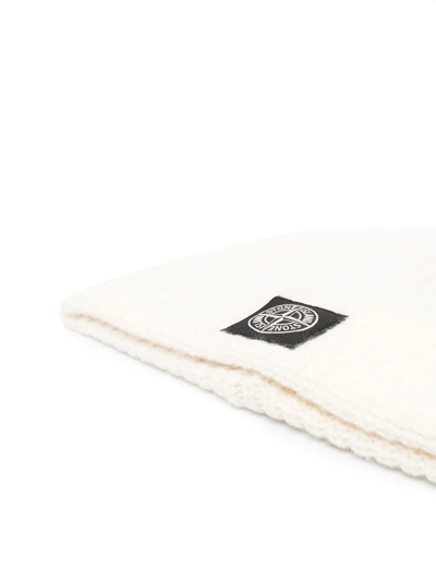 Shop Stone Island Geelong Logo-patch Beanie In White