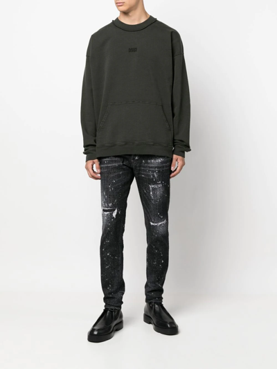 Dsquared2 Logo-appliqué Crewneck Sweatshirt In Green