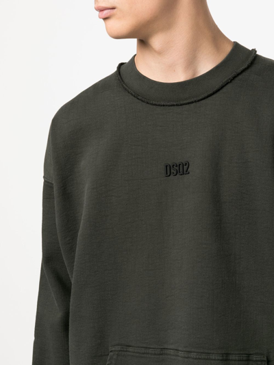 Dsquared2 Logo-appliqué Crewneck Sweatshirt In Green