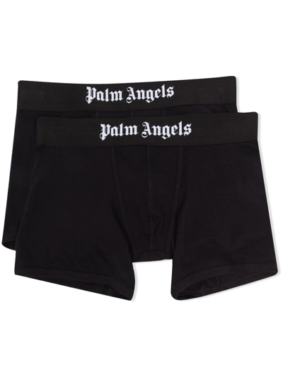 Shop Palm Angels Logo Waistband Boxers In Black