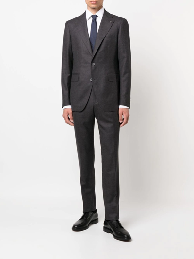 Tagliatore Single-breasted Virgin Wool Suit In Grey