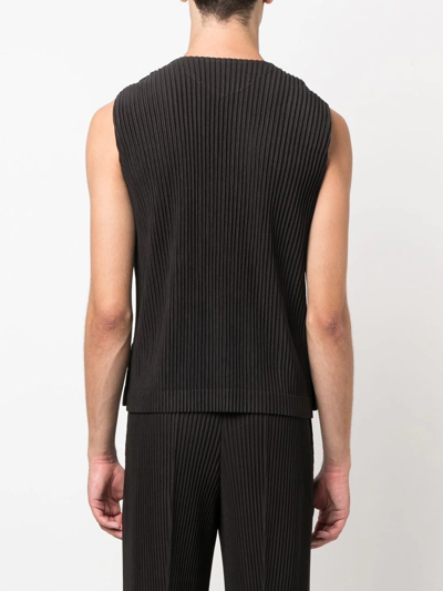 Shop Issey Miyake Buttoned Plissé Tank Top In Black