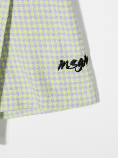 Shop Msgm Embroidered-logo Skort In Green