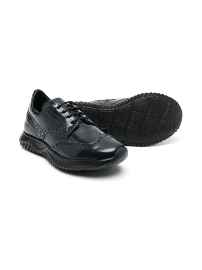 Shop Montelpare Tradition Brogue-detail Leather Sneakers In Blue