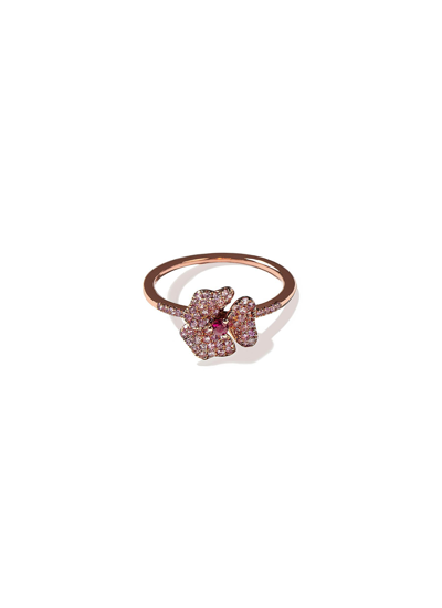 Shop As29 ‘bloom' Pink Sapphire 18k Rose Gold Mini Flower Ring