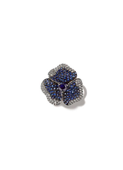 Shop As29 'bloom' Diamond Sapphire 18k White Gold Medium Flower Ring