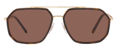 Shop Dolce & Gabbana Dg 2285 02/73 Navigator Sunglasses In Brown