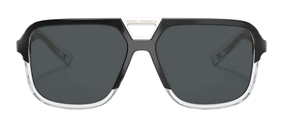 Shop Dolce & Gabbana Dgg4354 501/81 Navigator Polarized Sunglasses In Grey