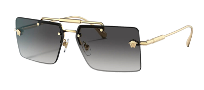 Shop Versace Ve 2245 10028g Rectangle Sunglasses In Grey